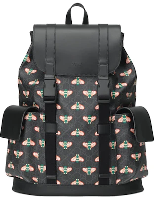 Gucci野獸園蜜蜂GG Supreme黑色双肩包 Buy Gucci野獸園蜜蜂GG Supreme黑色双肩包