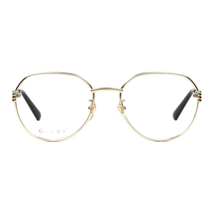 Lookbook GUCCI Bicolor Acetate Oval Optical Frames Gold Unisex Couple Design. 797659I3330