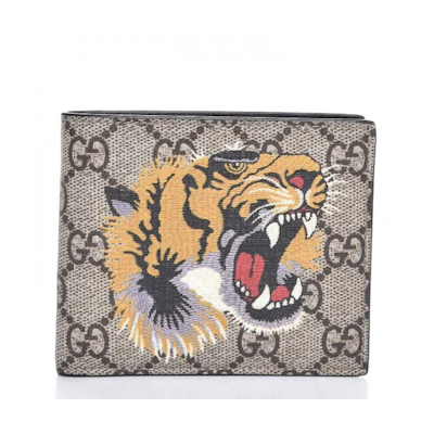 Gucci Bifold Wallet GG Supreme Tiger Beige