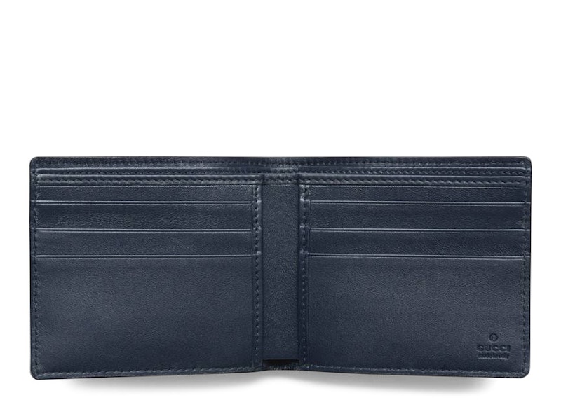 Order Gucci雙折皮夾微型Guccissima藍色