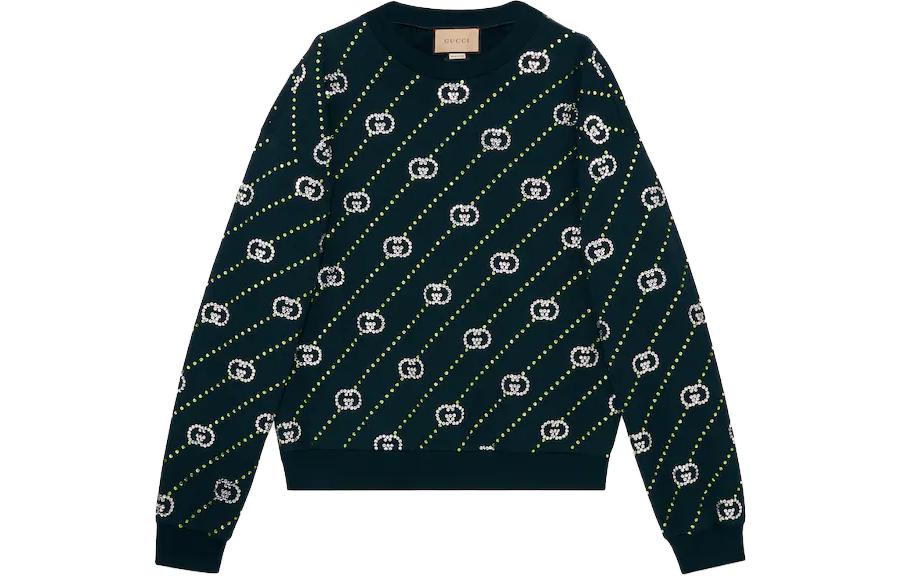 Gucci Black All-Over Print Crewneck Pullover Sweater 700119-XJFY8-4330