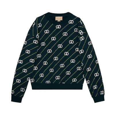Gucci Black All-Over Print Crewneck Pullover Sweater 700119-XJFY8-4330