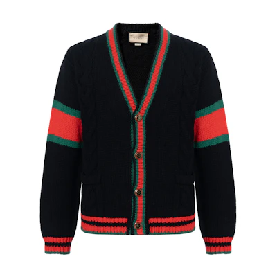 Gucci Black Colorblock Twisted Knit V-Neck Sweater 497037-X1561-1082