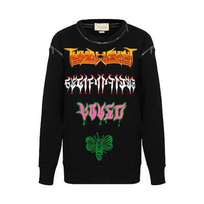 Gucci Black Crewneck Sweatshirt with Logo Pattern 549368-XJAKM-1082