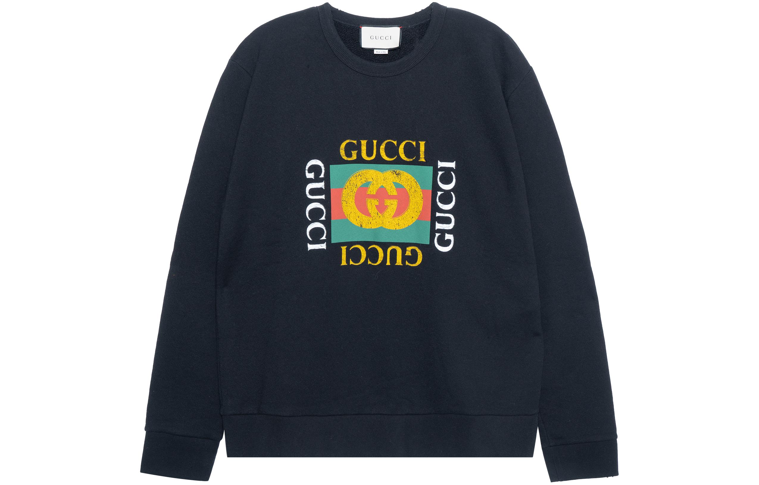 Gucci Black Crewneck Sweatshirt with Logo Print 454569X5J571015