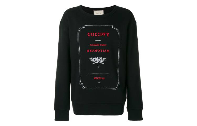 Gucci Black Crewneck Sweatshirt with Love Letter Print 475532-X3N46-1082