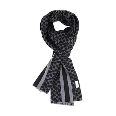 GUCCI Black GG Monogram Striped Wool Scarf Unisex 438253-3G206-1260
