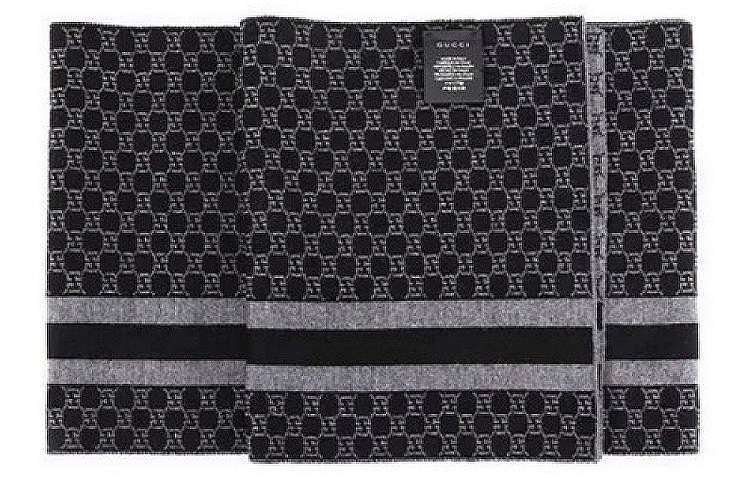 GUCCI Black GG Monogram Striped Wool Scarf Unisex 438253-3G206-1260 圖 6