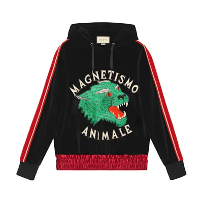 Gucci Black Hoodie with Lettering and Animal Print Design 523062-9V07-1082