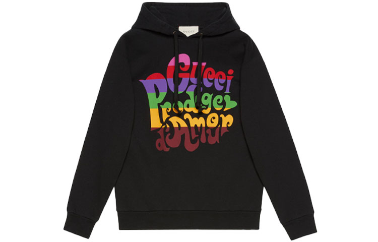 Gucci Black Hoodie with Prodige d'Amour Print 623244-XJC8S-1043