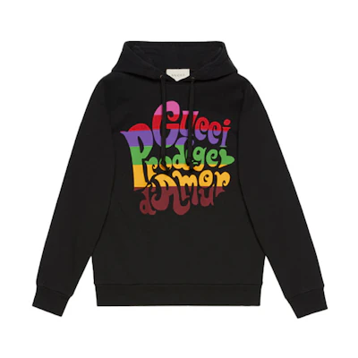 Gucci Black Hoodie with Prodige d'Amour Print 623244-XJC8S-1043