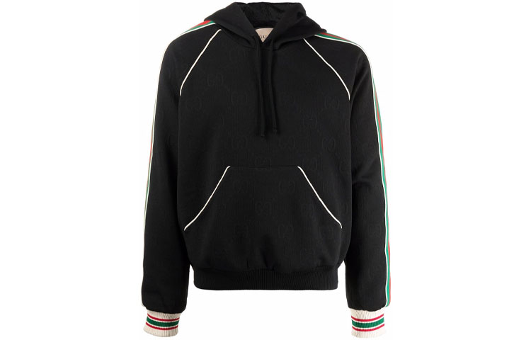 Gucci Black Hoodie with Web Stripe and Drawstring 662268-XJDE9-1043