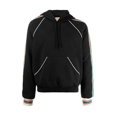 Gucci Black Hoodie with Web Stripe and Drawstring 662268-XJDE9-1043