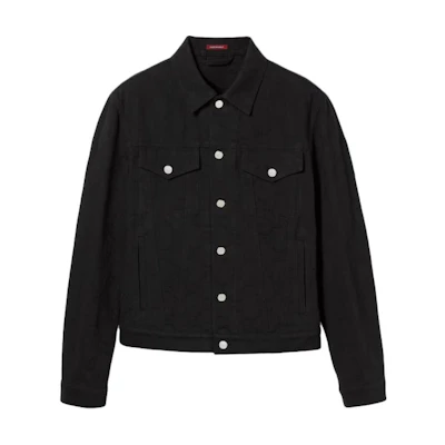 Gucci Black Jacquard Point Collar Button-Up Denim Jacket 796446-XDC27-1043