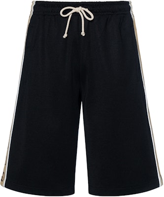 Gucci Celana Pendek Kasual Hitam Logo Tape Knit dengan Tali Serut 604150-XJBZ8-1082 Buy Gucci Celana Pendek Kasual Hitam Logo Tape Knit dengan Tali Serut 604150-XJBZ8-1082