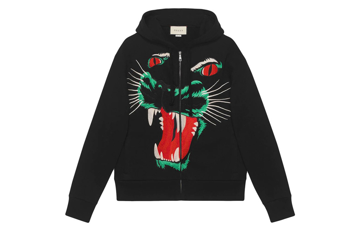 Gucci Black Leopard Head Zip-Up Hoodie 554795-XJAOC-1082
