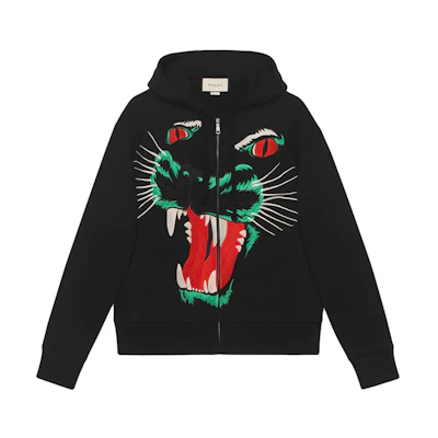 Gucci Black Leopard Head Zip-Up Hoodie 554795-XJAOC-1082