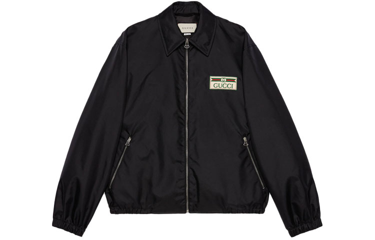 Gucci Black Letter Collar Zip-Up Jacket 654024-ZAGPW-1043