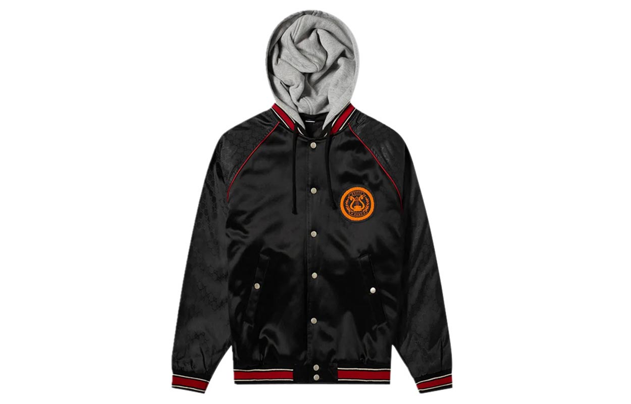 Gucci Black Logo Embroidered Short Hooded Jacket 568554-ZABX0-1043