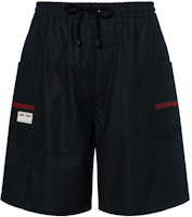 Gucci Black Logo Label Coated Loose Straight Casual Shorts 604172-XDBCH-1043 Gucci Black Logo Label Coated Loose Straight Casual Shorts 604172-XDBCH-1043