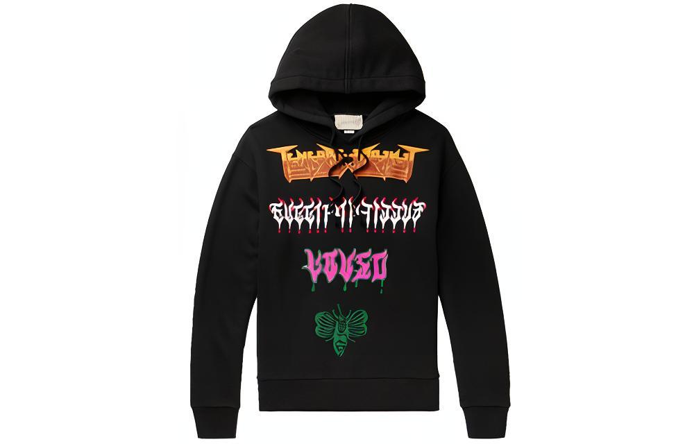 Order GUCCI Sweater Lengan Panjang Hitam Logo Print Colorblock 475374 XJAKM 1082