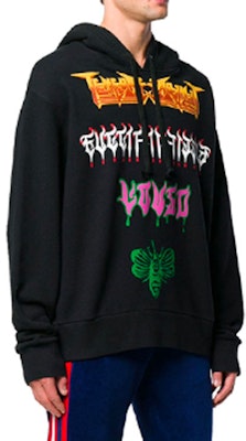 GUCCI Black Logo Print Colorblock Long Sleeve Sweatshirt 475374 XJAKM 1082 Lookbook GUCCI Black Logo Print Colorblock Long Sleeve Sweatshirt 475374 XJAKM 1082