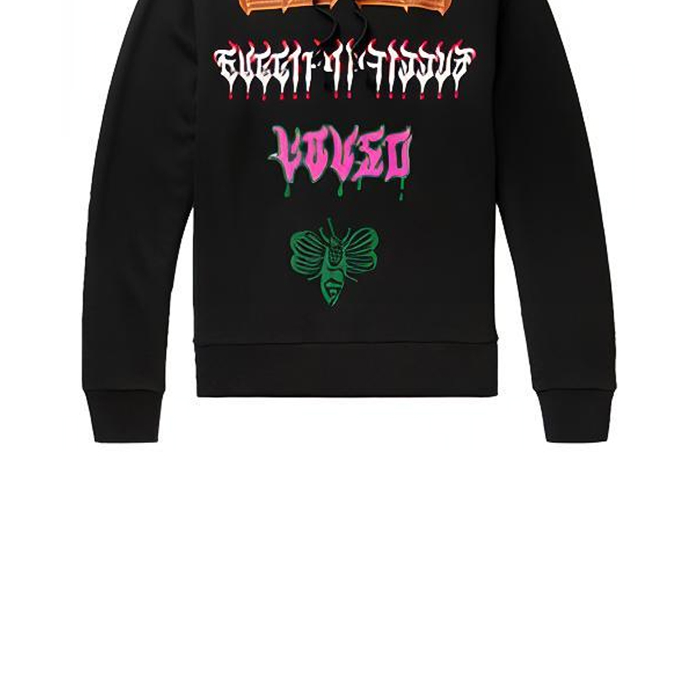 Sizing GUCCI Sweater Lengan Panjang Hitam Logo Print Colorblock 475374 XJAKM 1082