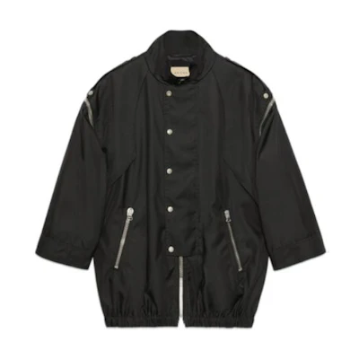 Gucci Black Logo Print Detachable Sleeve Jacket 714759-ZAHLW-1043