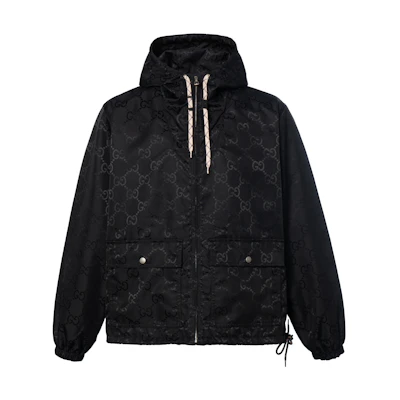 Gucci Black Logo Print Hooded Jacket 751327-Z8BJP-1000