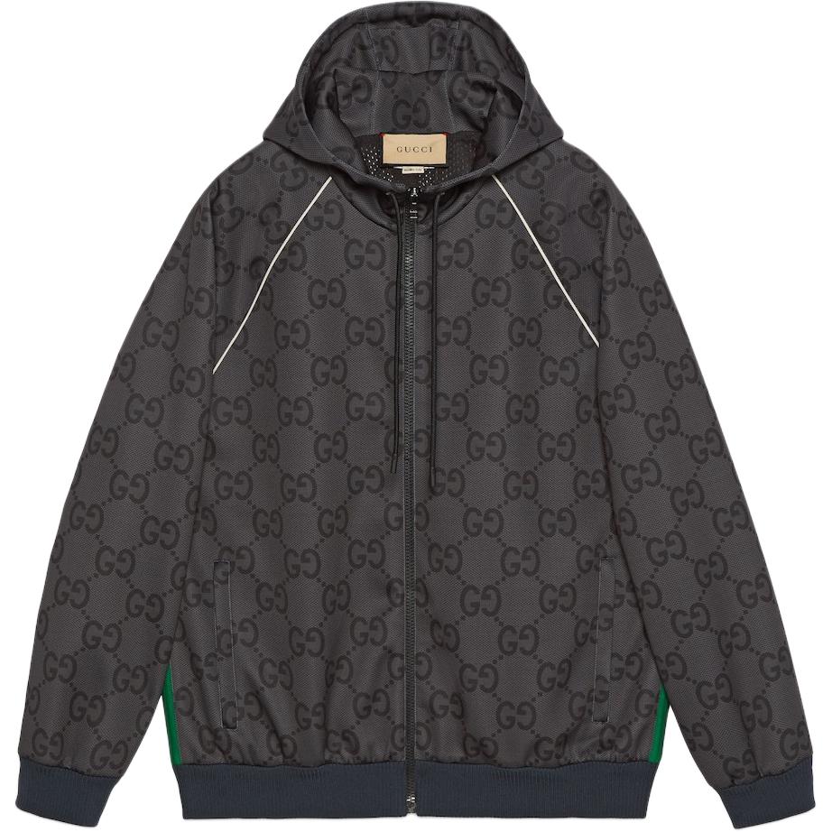 Gucci Black Logo Print Hoodie Zipper Jacket - FW23 Pre-Spring 2024 771619-XJF52-1155