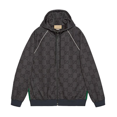 Gucci Black Logo Print Hoodie Zipper Jacket - FW23 Pre-Spring 2024 771619-XJF52-1155