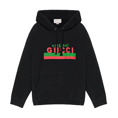Gucci Black Logo Print Relaxed Fit Hoodie for Men 626989-XJCOR-1082