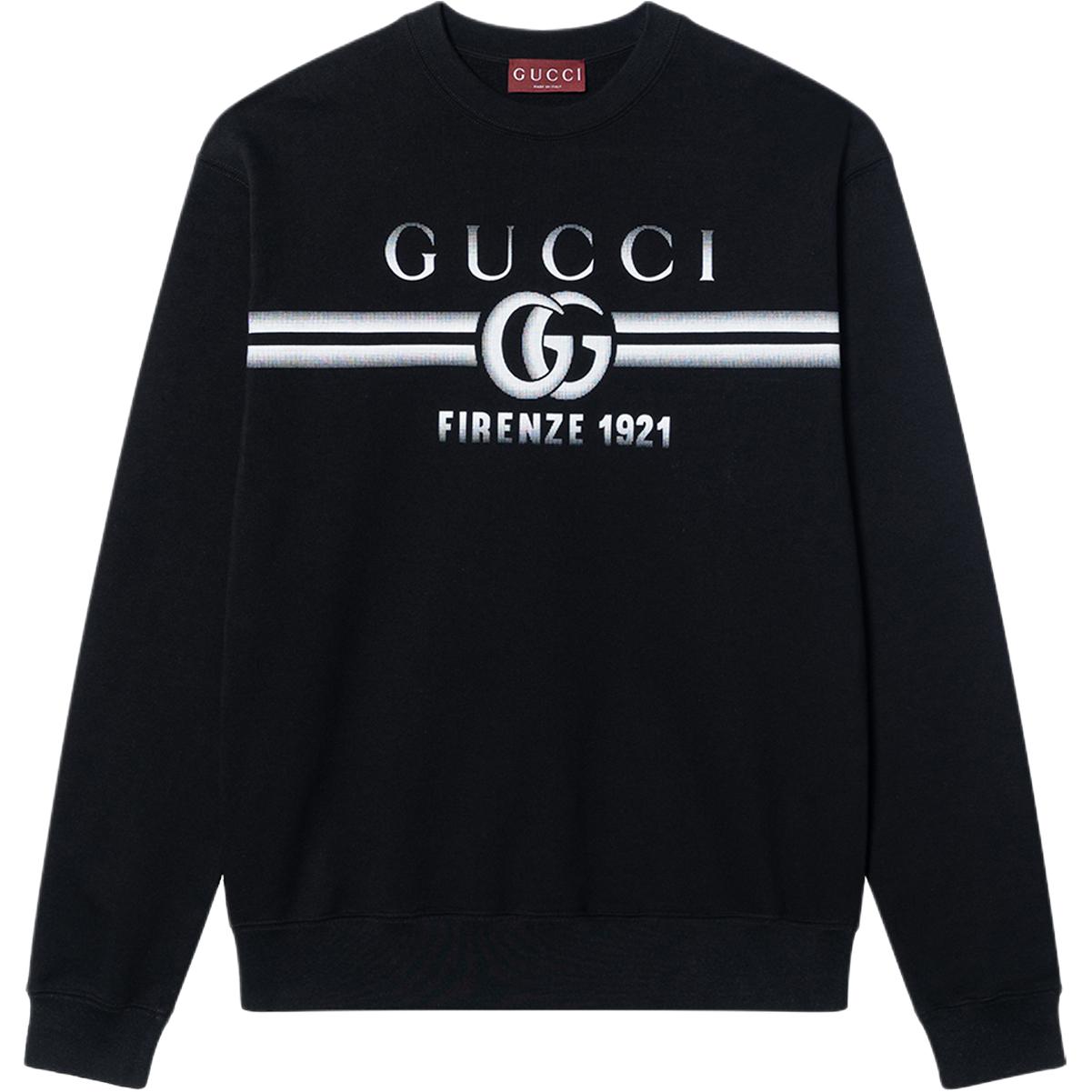 Gucci Black Logo Print Striped Crewneck Sweatshirt 784413-XJGKQ-1152