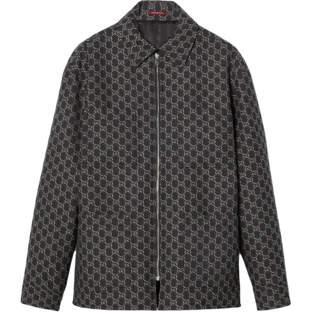 Gucci Black Logo Print Zip-Up Oversized Jacket 803984-ZARGO-1136