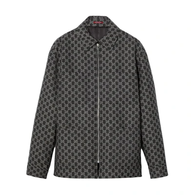 Gucci Black Logo Print Zip-Up Oversized Jacket 803984-ZARGO-1136