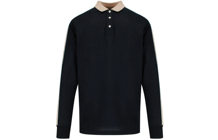 Gucci Black Logo Stripe Long Sleeve Polo Shirt 598955-XJB0Q-1082