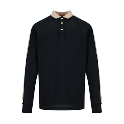 Gucci Black Logo Stripe Long Sleeve Polo Shirt 598955-XJB0Q-1082