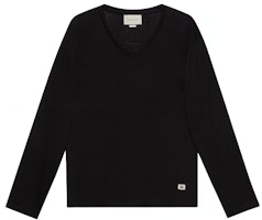Gucci Black Logo V-Neck Long Sleeve T-Shirt 645270-XJC6N-1043 Gucci Black Logo V-Neck Long Sleeve T-Shirt 645270-XJC6N-1043