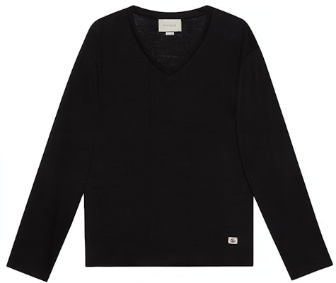 Gucci Black Logo V-Neck Long Sleeve T-Shirt 645270-XJC6N-1043 Buy Gucci Black Logo V-Neck Long Sleeve T-Shirt 645270-XJC6N-1043