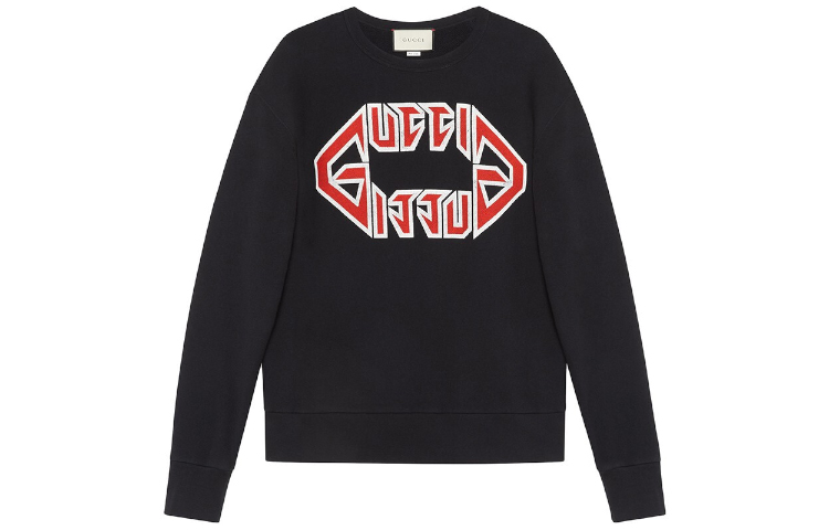 Order 古驰黑色宽松版长袖T恤带标志印花 475532-XJAK2-1880