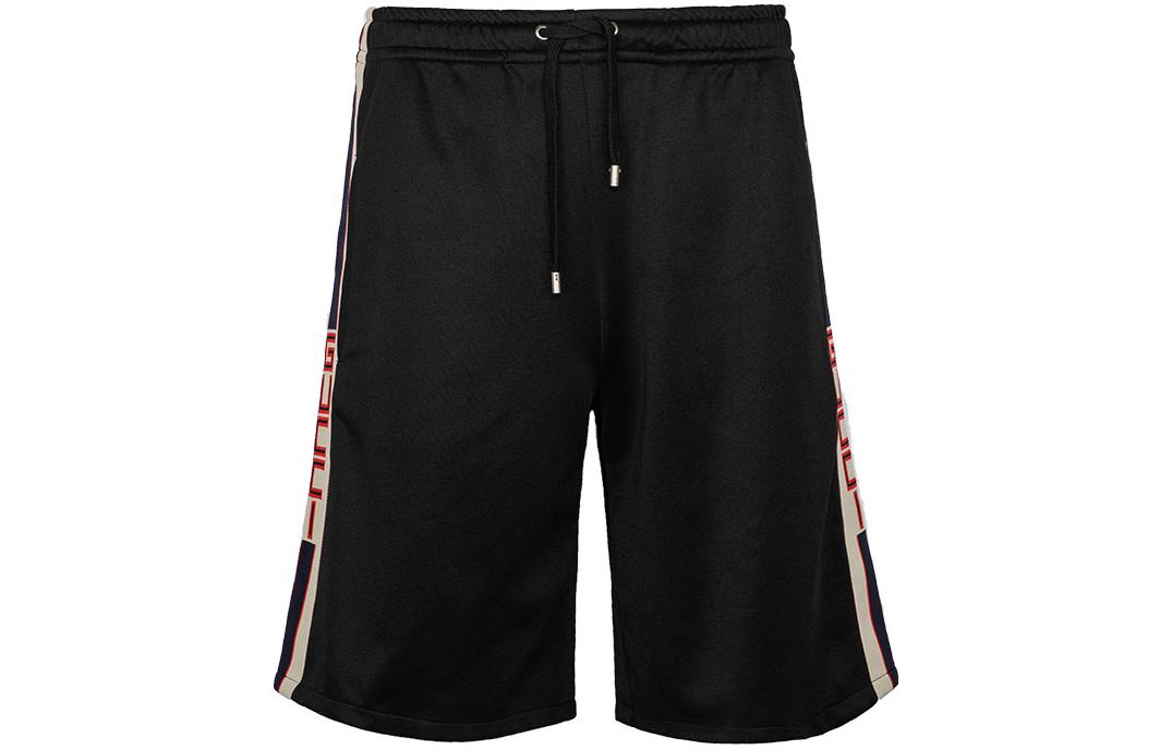 GUCCI Black Loose Fit Letter Print Drawstring Casual Shorts for Men 475355-X5U11-1014