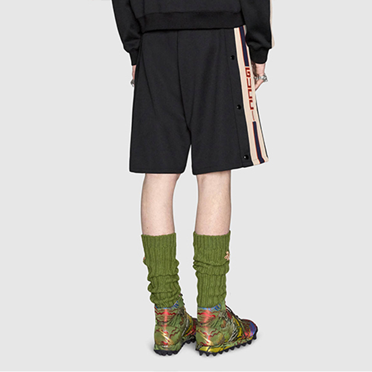 GUCCI Black Loose Fit Letter Print Drawstring Casual Shorts for Men 475355-X5U11-1014 圖 6