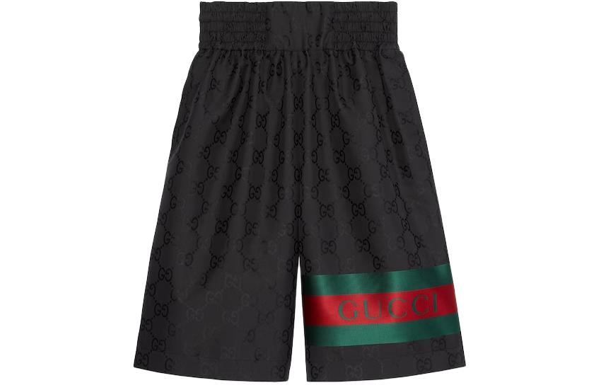 Gucci Black Low-Rise Logo Print Slim-Fit Casual Shorts SS24 769506-ZAQDA-1060服