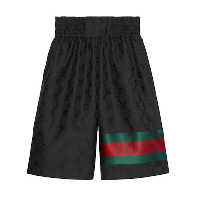 Gucci Black Low-Rise Logo Print Slim-Fit Casual Shorts SS24 769506-ZAQDA-1060服