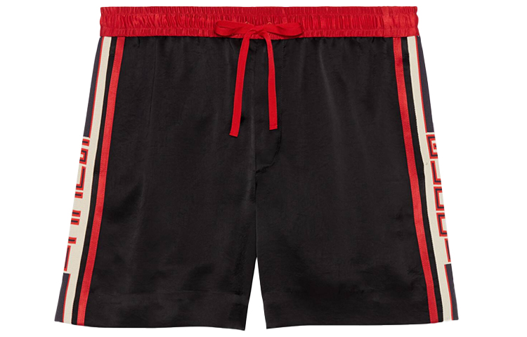 GUCCI Black Mid-Rise Logo Print Side Strap Casual Shorts for Men 522951-Z738C-1159