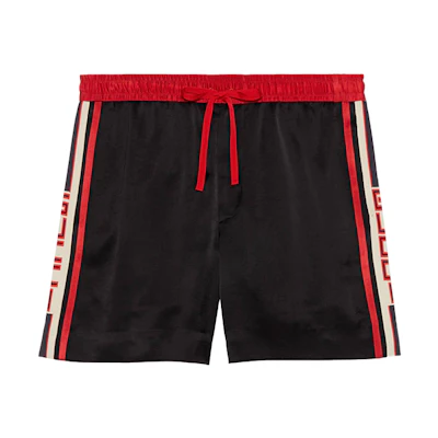 GUCCI Black Mid-Rise Logo Print Side Strap Casual Shorts for Men 522951-Z738C-1159