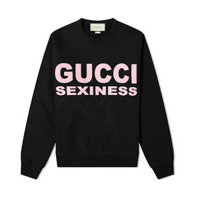 Gucci Black Oversized Pullover Sweatshirt with Sexiness Letter Print 563972-XJCK2-1024