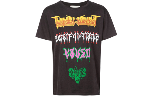 GUCCI Black Round Neck Printed T-Shirt 493117 XJAKE 1142