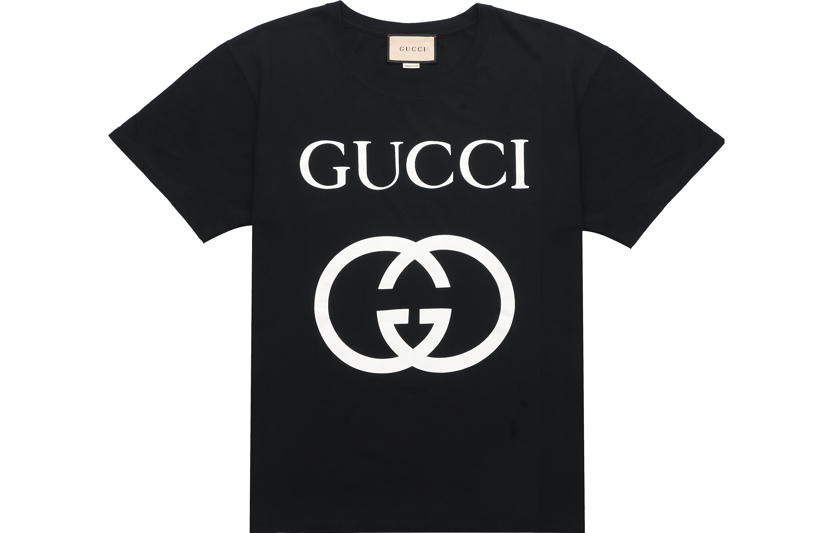 Gucci Black Short Sleeve T-Shirt with Logo Print 493117-X3Q35-1289