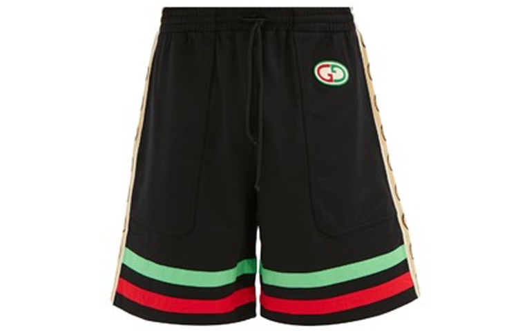 GUCCI Black Shorts with Side GG Stripe Trim 625344-XJCNQ-1082